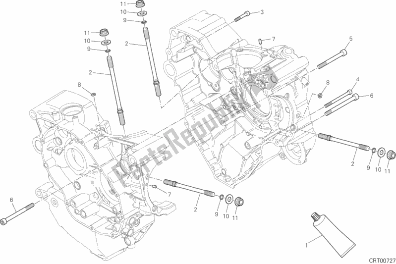 All parts for the 10a - Half-crankcases Pair of the Ducati Diavel Xdiavel S 1260 2019